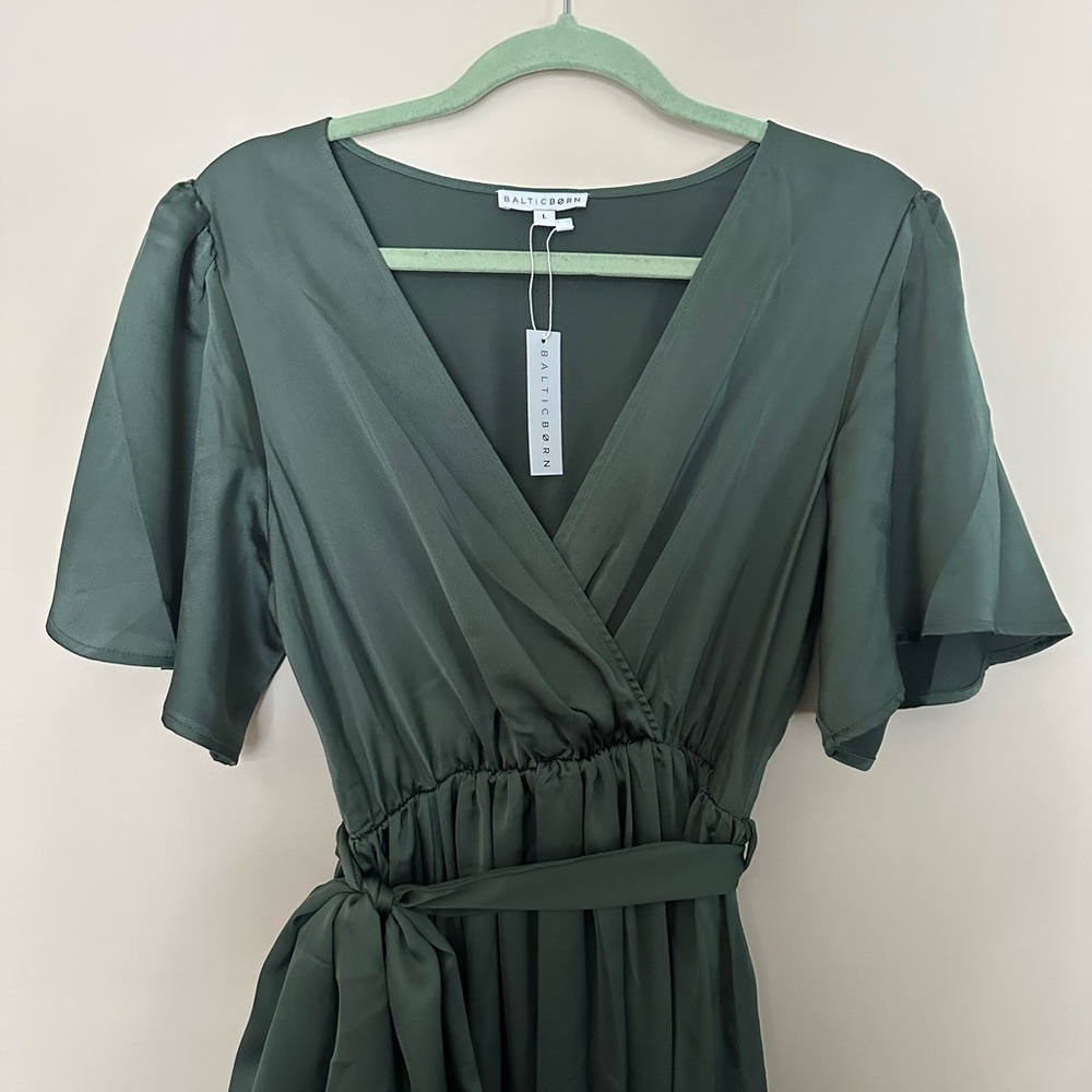 NWT Baltic Born | "Sicily Satan" Maxi Dress | Dusty Green Bridesmaid Dress
